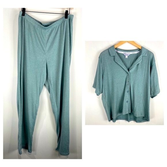 Nicole Miller 2 Piece Loungewear Pajama Sleepwear Set Sage Green Size Large NWOT - Picture 1 of 8